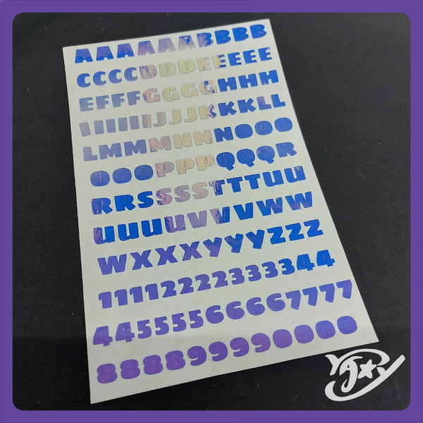 Letras y números - Lámina de pegatinas